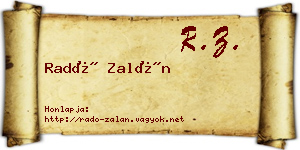 Radó Zalán névjegykártya